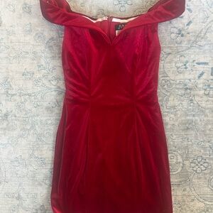Elegant JVN by Jovani Red Off-Shoulder Dress Holiday Cocktail 8